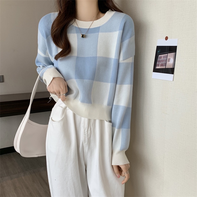 Hàng Sẵn_ Áo len dệt kim mỏng dáng ngắn kẻ sọc Hadiu shop