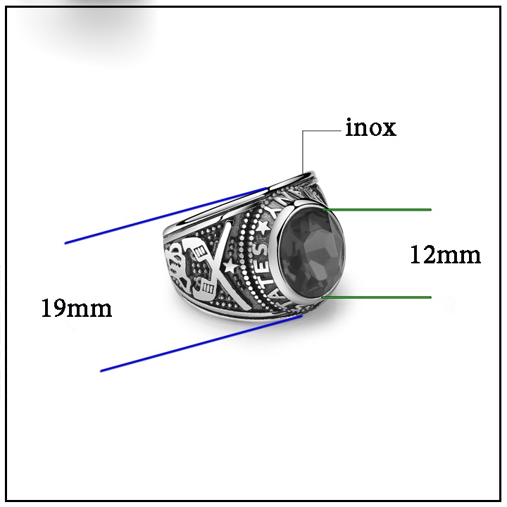 Nhẫn nam Inox quân đội Mỹ đá màu - N662