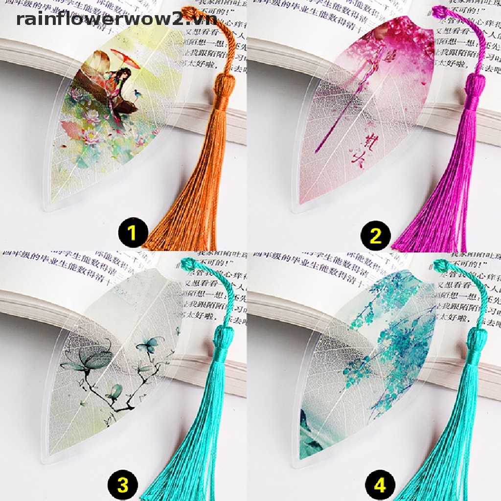 [er] Bookmark Màu Hồng Hình Lá Phong Cảnh Trái Tim Phong Cảnh Cổ Điển Cho Nữ