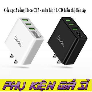 Cóc sạc 3 cổng usb 3.0a hoco c15 chính hãng