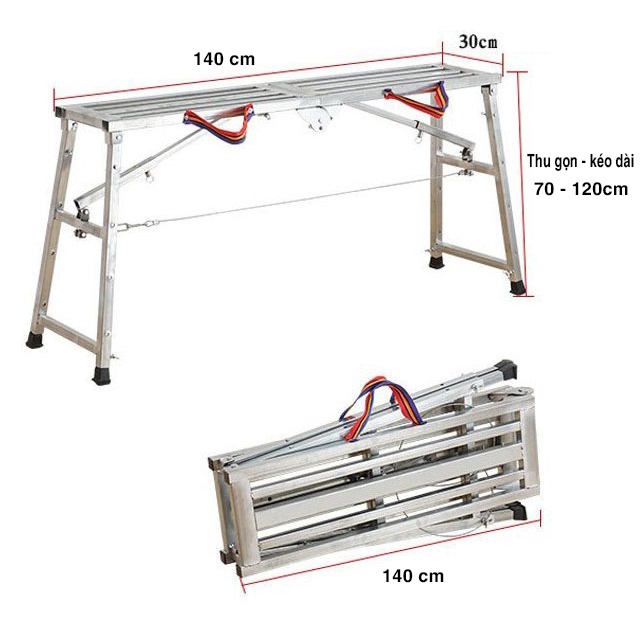 Ghế băng thi công công trình gấp gọn cao 1m2, Giàn giáo công trình gấp gọn