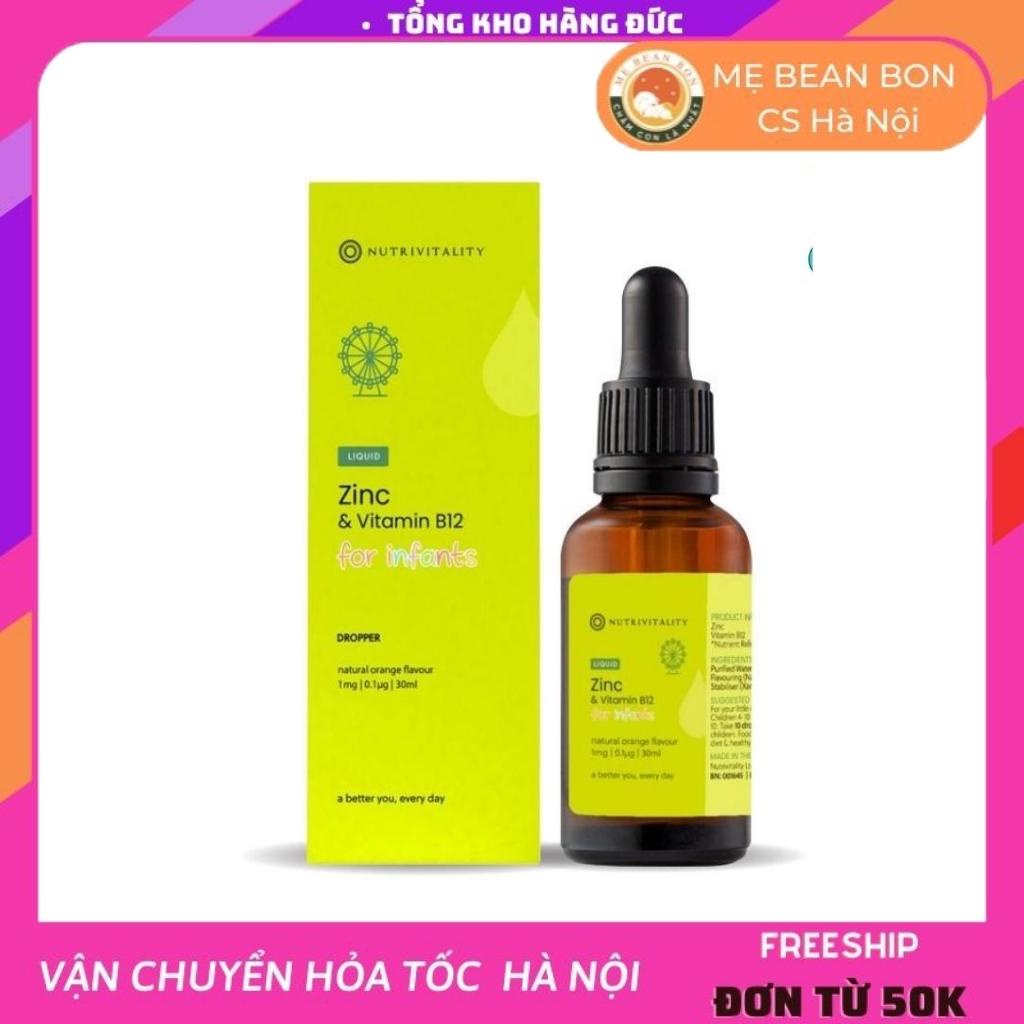 Kẽm giọt hữu cơ ZinC và vitamin B12 Nutrivitality UK 30ml Cho trẻ từ sơ sinh hay biếng ăn hỗ trợ hệ miễn dịch - mẹ bean