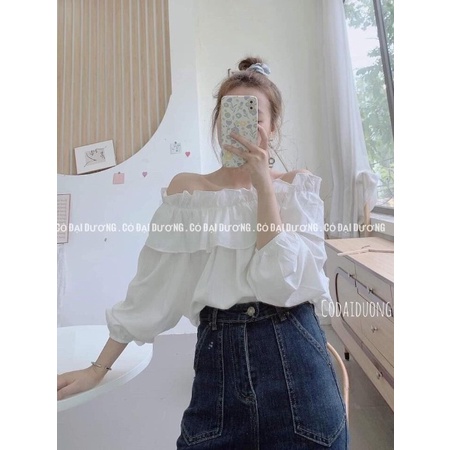 Áo Trễ Vai Nữ Bèo Tầng Chun Tay Phong Cách Tiểu Thư Chất Đẹp Không Nhăn Mã 446 You Store