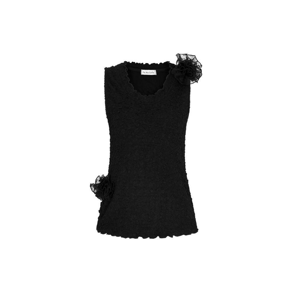 TUBYCATU | Áo thun xốp đen + 2 bông cài