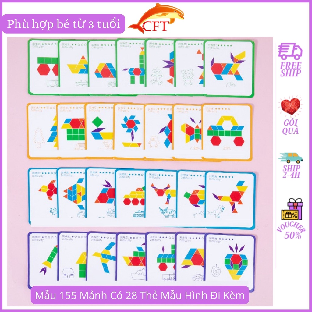Xếp Hình Gỗ Cho Bé Trên 3 Tuổi Tangram Bộ Ghép Hình Đa Năng 250 Chi Tiết Sáng Tạo Nhiều Mẫu Hình Độc Đáo Ô Tô Con Vật