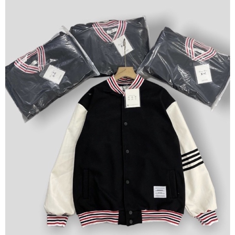 Áo khoác bomber có họ tiết thom kẻ vạch thời trang đơn đôi, Áo thời trang thu đông có hoạ tiết btshop từ 45 đến 75 kg