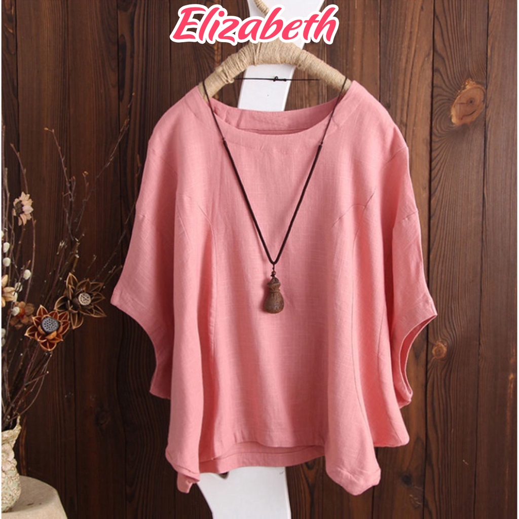 Áo kiểu cánh dơi nữ form rộng bigsize che khuyết điểm chất liệu đũi mềm nhẹ mát Elizabeth AKH.36