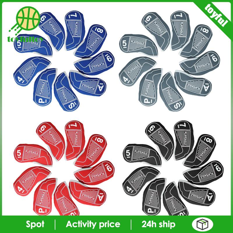 Set 9 Vỏ Bọc Bảo Vệ Đầu Gậy Đánh Golf Bằng Cao Su Tổng Hợp Màu Đỏ