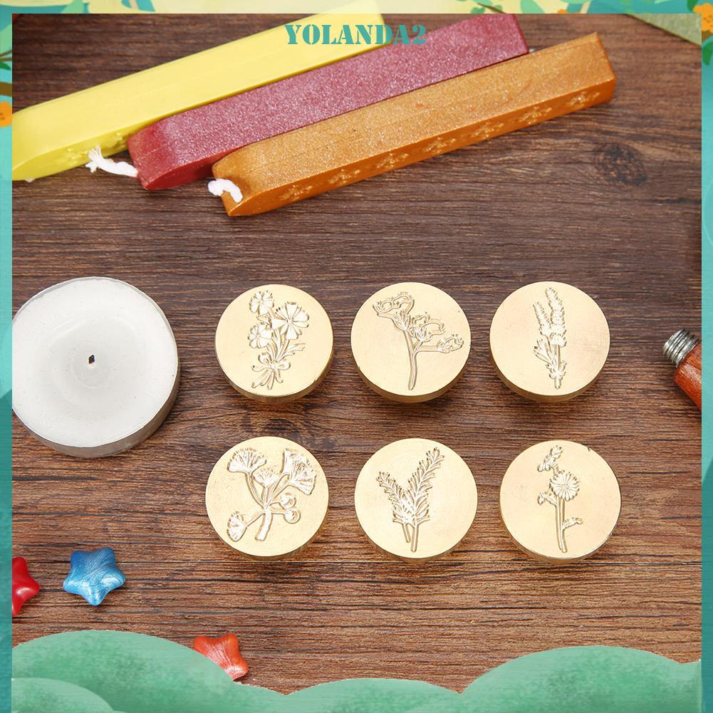 Con Dấu Đóng Sáp Tay Cầm Gỗ Họa Tiết Cây Cối Cổ Điển