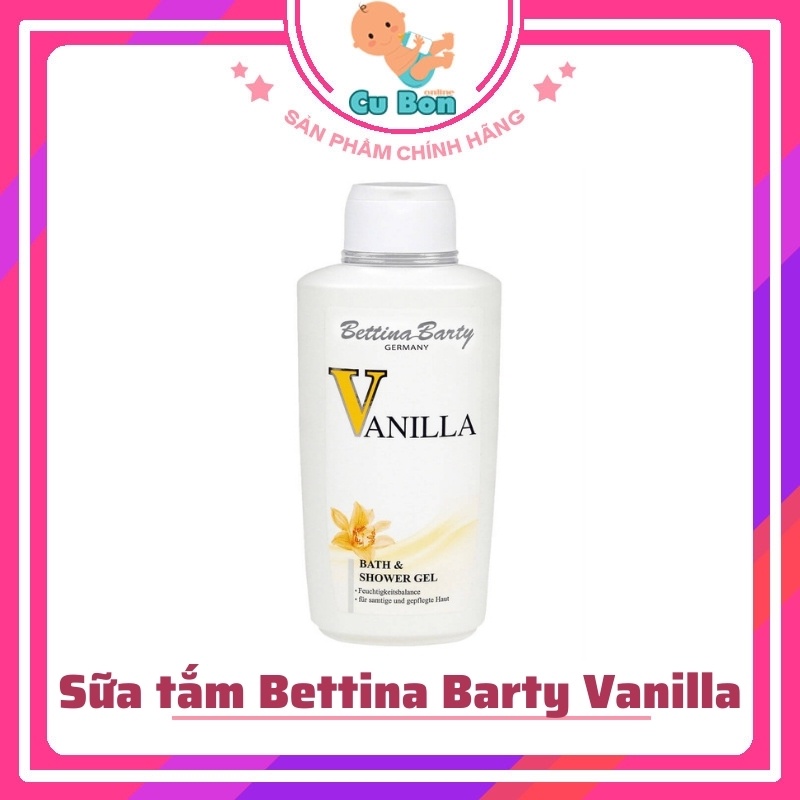 Sữa Tắm Nước Hoa trắng da của Đức cao cấp Bettina Barty Vanila 500ml Giữ Hương Thơm Lâu Tự Nhiên làn da mịn màng mềm mại