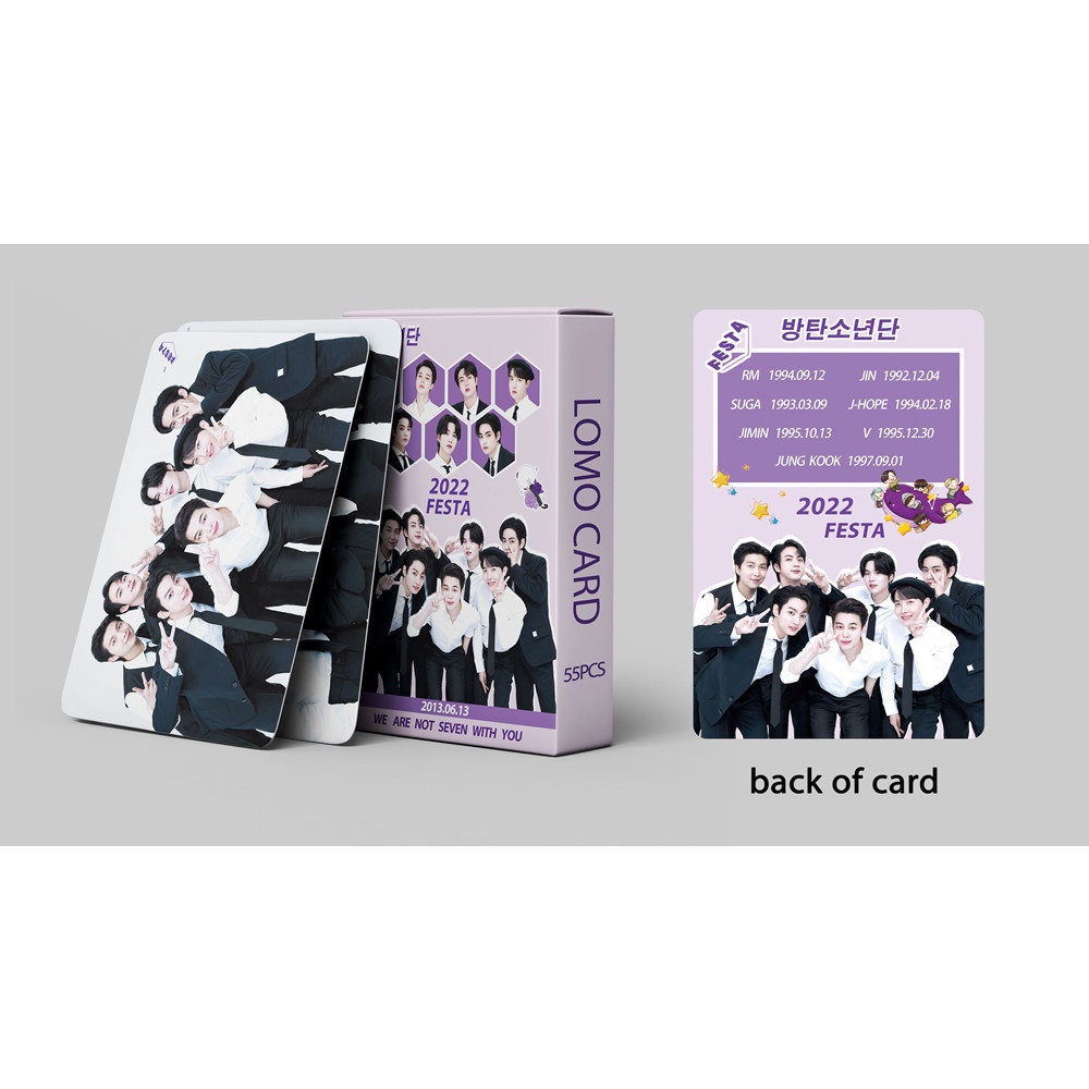 Set 55 Thẻ Hình Lomo Cho Fan Kpop Bangtan Boys New Festa 2022 9th