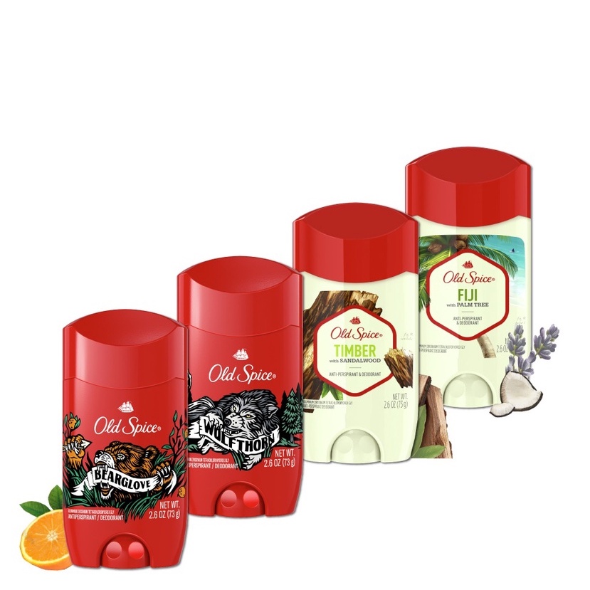 Lăn sáp khử mùi và ngăn tiết mồ hôi cho nam Old Spice 73g chính hãng của Mỹ Timber | Bearglove | Fiji | Wolfthorn