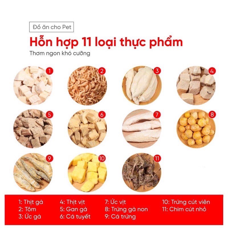 Thức Ăn Sấy Khô Cho Mèo - Thịt Sấy Khô Hỗn Hợp