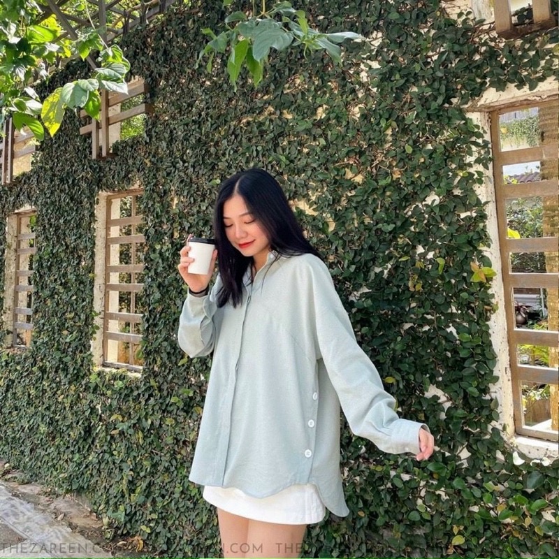 Set áo sm xanh + chân váy trắng