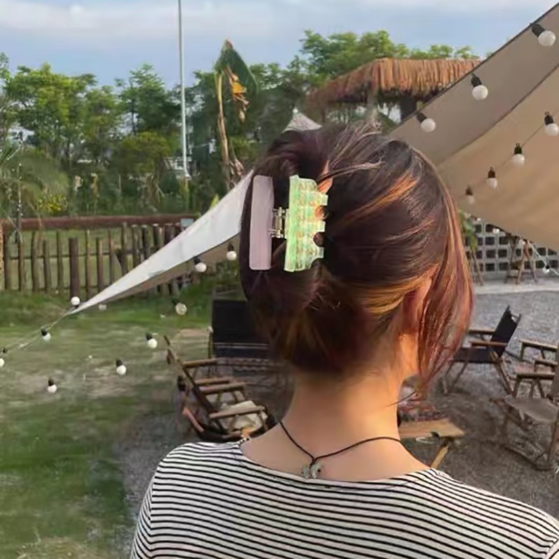 Kẹp Tóc Hình Vuông Màu Hồng / Xanh Lá Thời Trang Mùa Hè Mới Dành Cho Bạn Nữ 2023