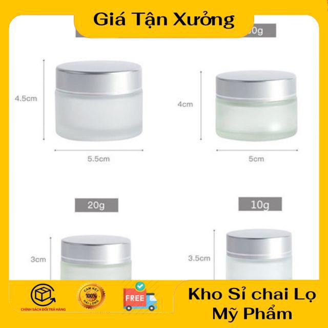 Hũ Chiết Mỹ Phẩm ❤ TRÙM SỈ ❤ Hũ chiết kem thủy tinh mờ nắp bạc 5g,10g,15g,20g,30g,50g đựng mỹ phẩm , phụ kiện du lịch