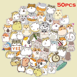 Bộ 50 miếng dán hình chuột hamster hoạt hình dễ thương trang trí sổ lưu niệm/laptop/điện thoại