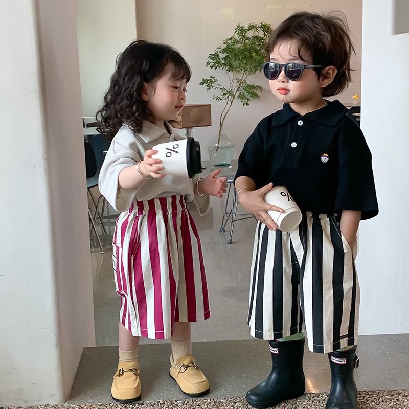 [Babycat] Hàng Có Sẵn Áo Thun POLO Tay Ngắn Dáng Rộng Phong Cách Nhật Bản Hàn Quốc Thời Trang Mùa Hè Dành Cho Bé Trai Và Bé Gái
