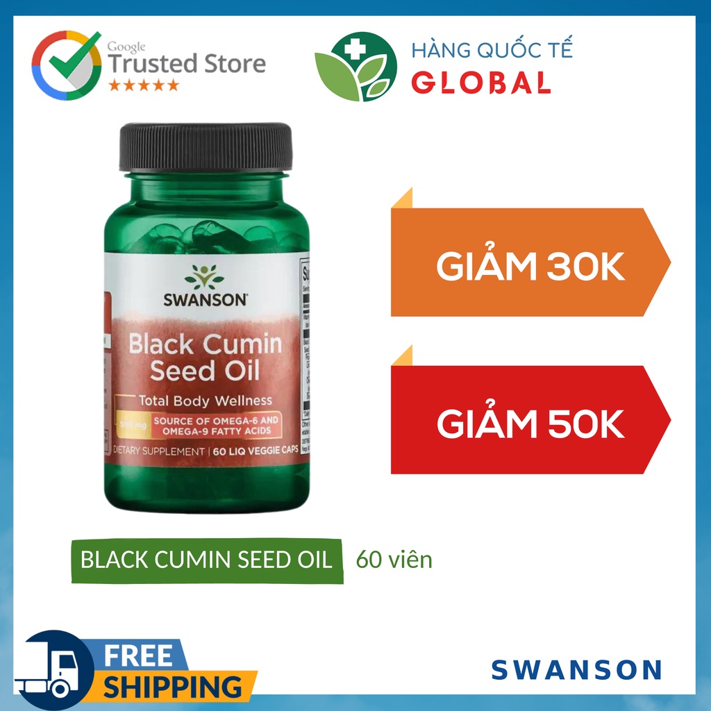 SWANSON BLACK CUMIN SEED OIL, 60 viên, Phòng chống ung thư, tim mạch
