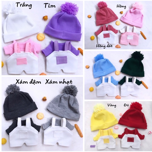 SET BEANIE PHỐI YẾM CHO DOLL 20CM VÀ 15CM