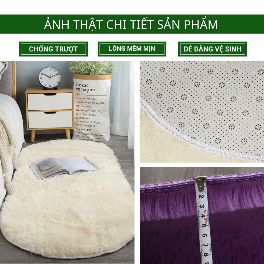 Thảm Lông Trải Sàn Hình Oval Homies Trang Trí Phòng Ngủ, Phòng Khách Sang Trọng - Kích Thước 1mx1m6