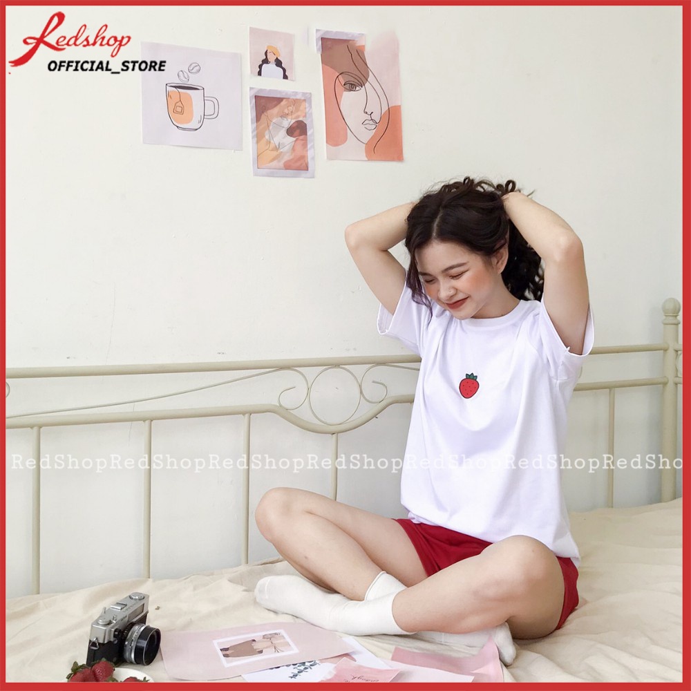 Bộ ngủ nữ mặc nhà phong cách Hàn Quốc họa tiết Homy hoa quả chất đũi mịn vải mát không nhăn REDSHOP