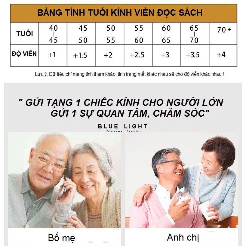 Kính Viễn, Kính Lão Đọc Sách, Gọng Gập Nhỏ Gọn Bỏ Túi Tiện Dụng, Kèm Bao Da Lịch Sự - BLUE LIGHT