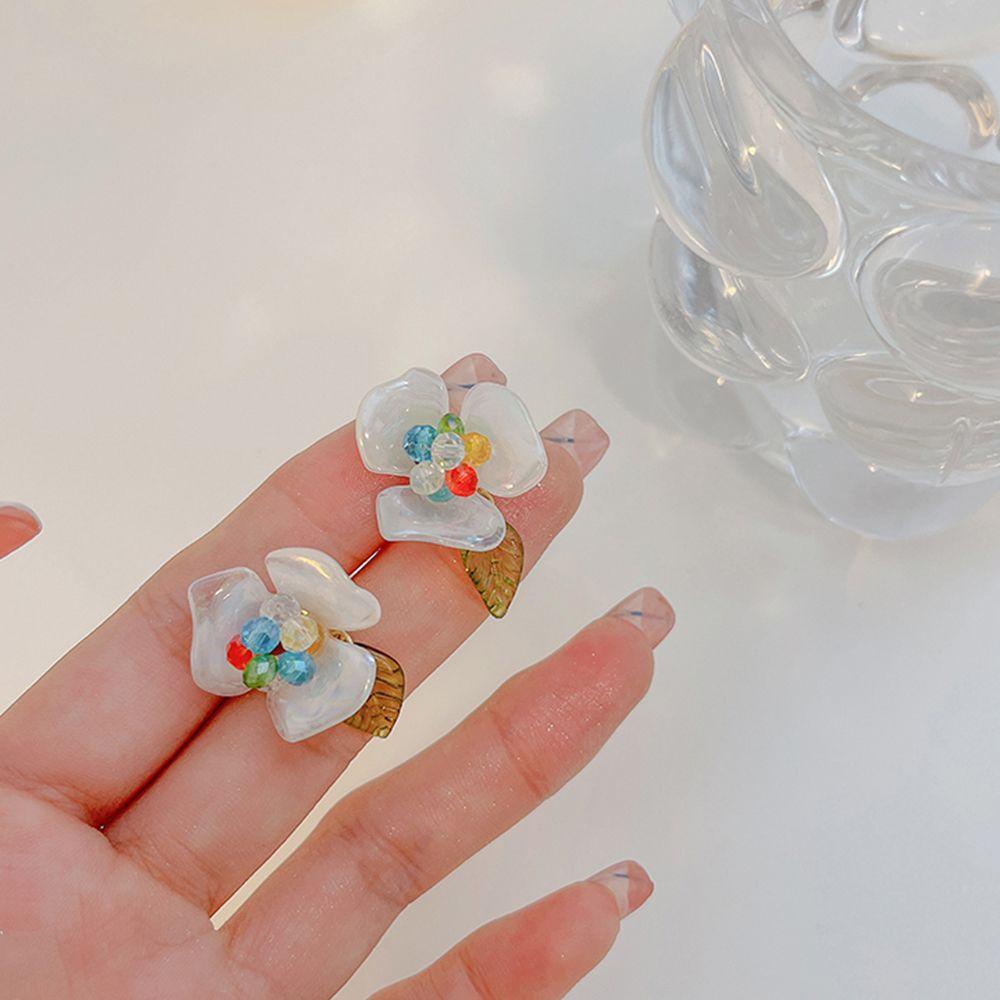 Khuyên Tai Dáng Dài Hình Hoa Chất Liệu Acrylic Phong Cách Hàn Quốc