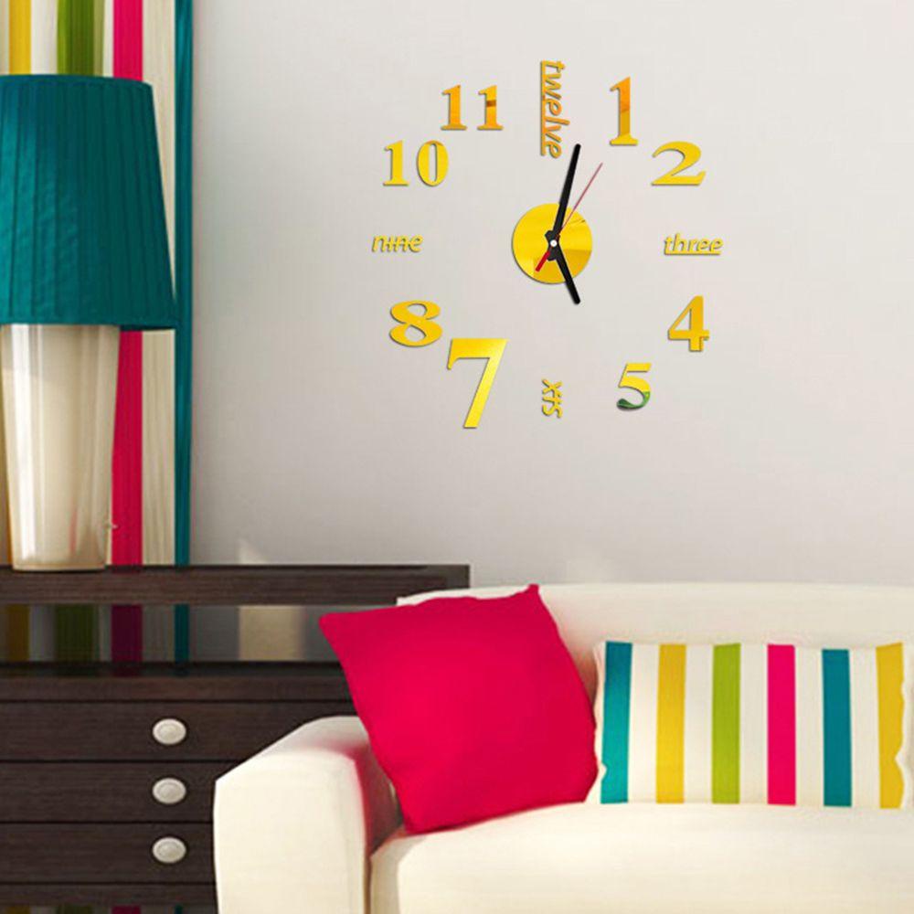 Đồng Hồ Dán Tường 3D DIY Tự Dính Không Gây Tiếng Ồn Bằng Acrylic Phong Cách Hiện Đạ