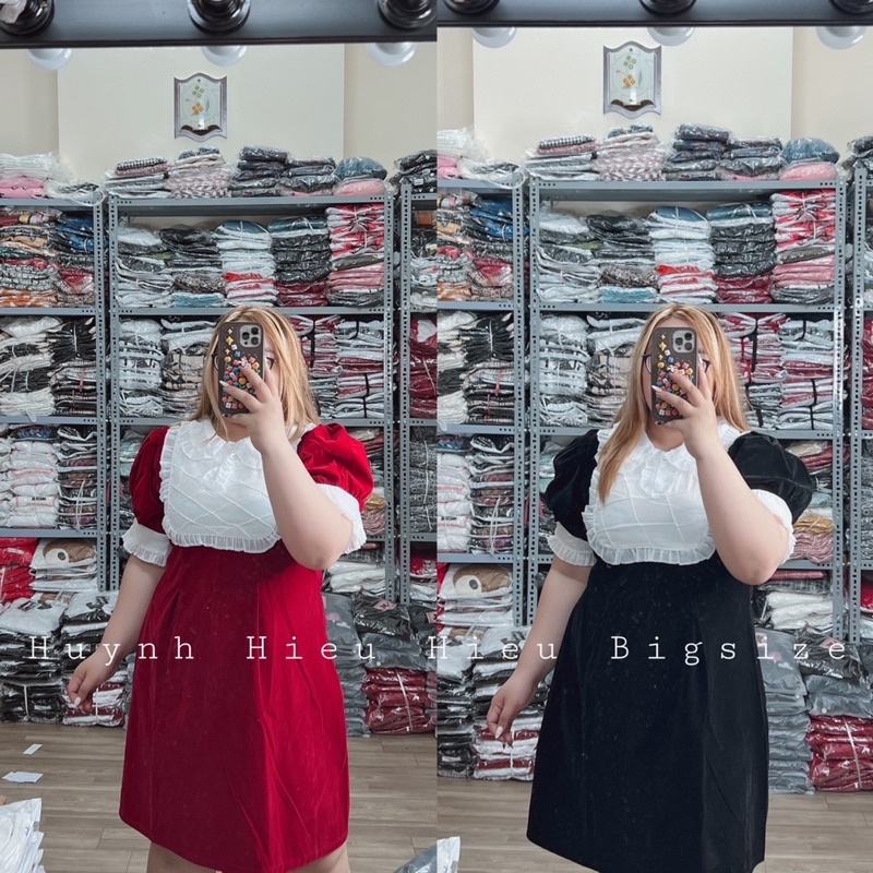 bigsize - ❤️🔱 ĐẦM NHUNG CỔ BÈO 🔱❤️
