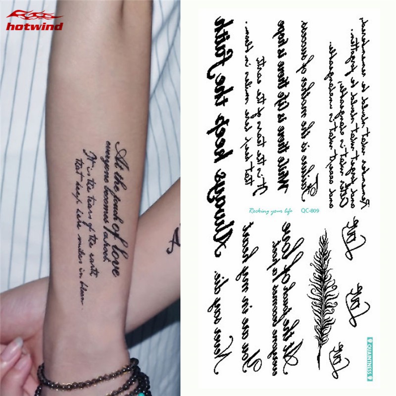 Tấm hình xăm dán in chữ độc đáo tẩy được