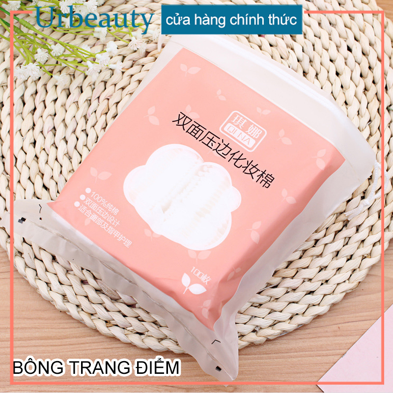 Bông tẩy trang 100% cotton 3 lớp mềm mịn thấm hút cực tốt 100 miếng/bịch-URB-HZM