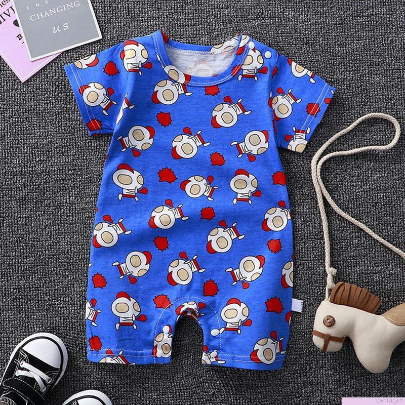 Bộ áo liền quần tay ngắn in hoạt hình dễ thương cho trẻ sơ sinh