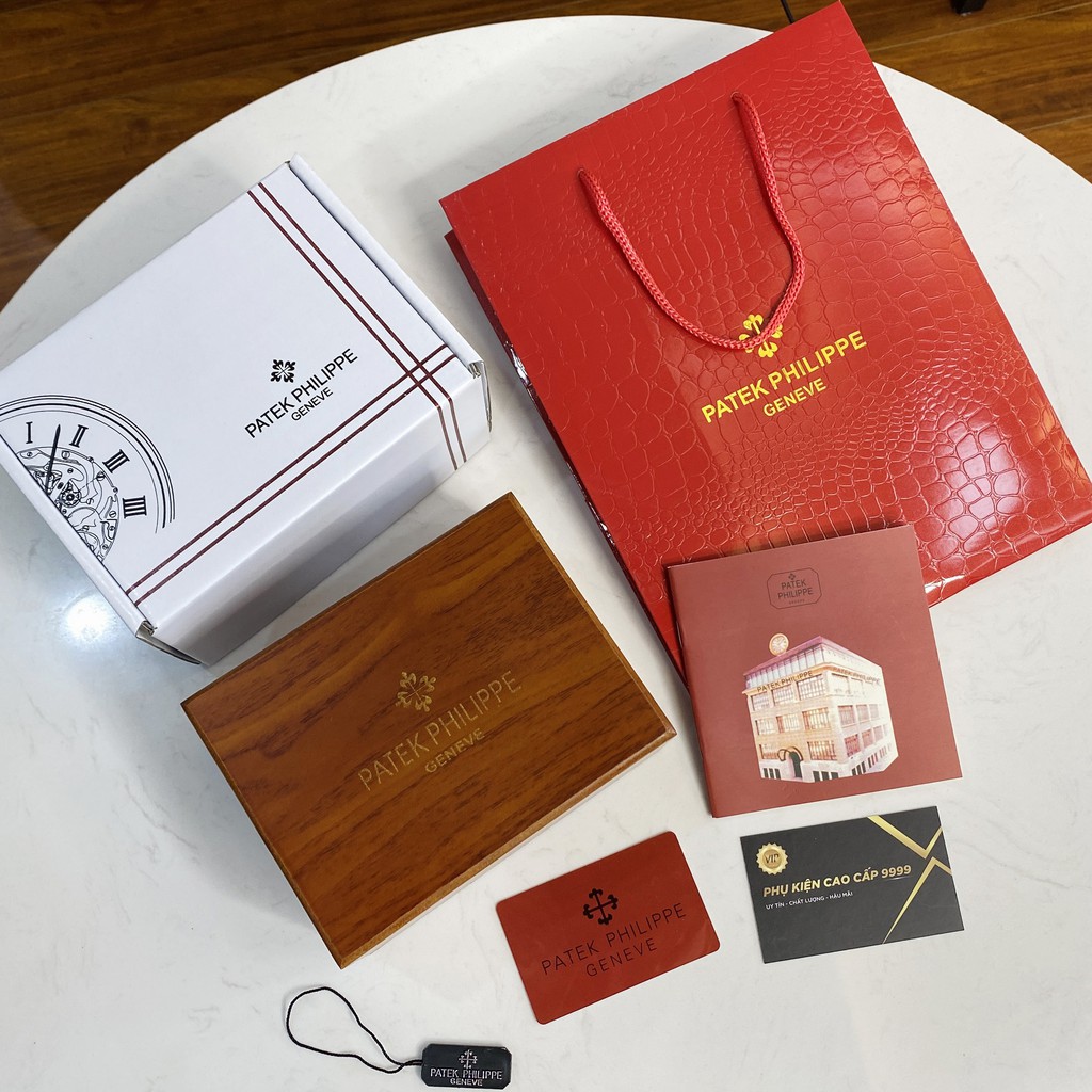 Hộp đồng hồ Patek Philippe đi kèm tag sổ thẻ, hộp đựng đồng hồ quà tặng cao cấp dongho64