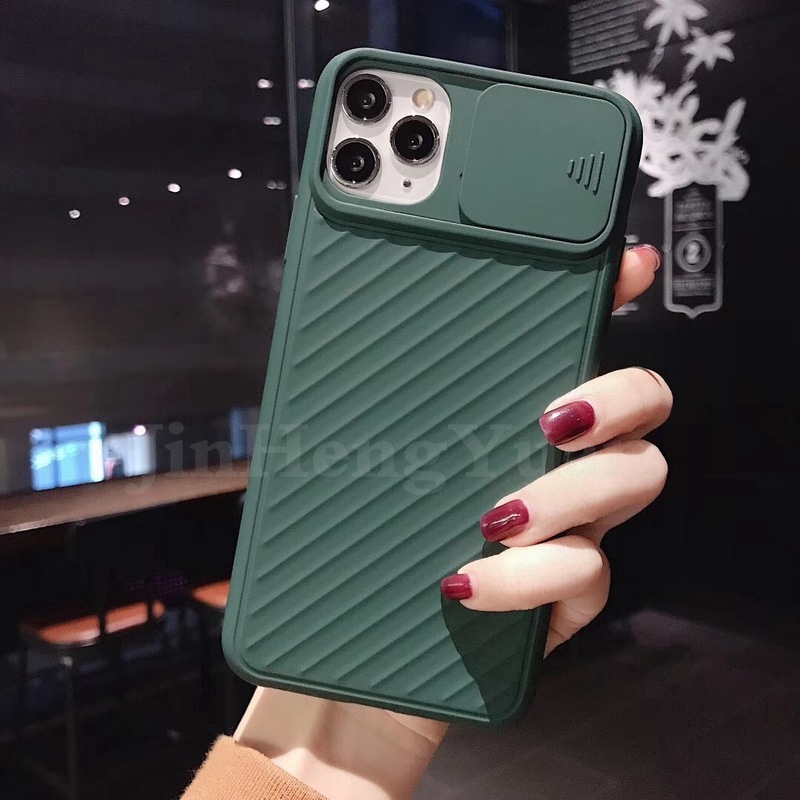 Ốp lưng silicon mặt nhám có nắp trượt bảo vệ camera cổ điển cho IPhone 12 mini 6 6S 7 8 Plus X XS MAX XR 11 Pro Max | BigBuy360 - bigbuy360.vn