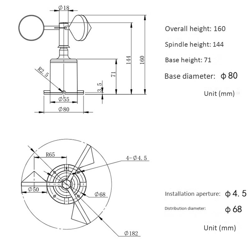 Cảm biến tốc độ gió 0-70M/S DC5-30V