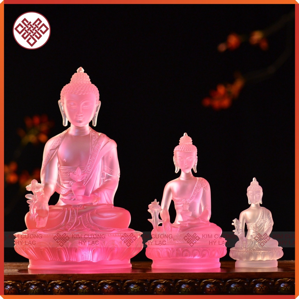 Tượng Phật Dược Sư Mật Tông [Kim Cương Hỷ Lạc] Màu Hồng