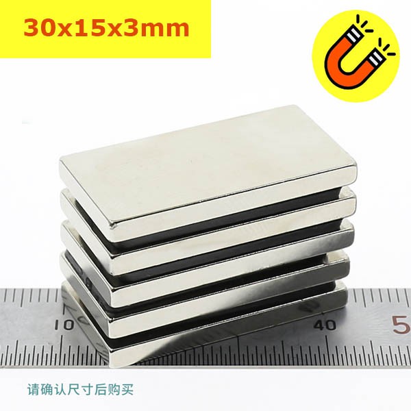 Nam châm vĩnh cửu 30x15x3mm, 30x15x5mm, 30x15x10mm từ tính N35