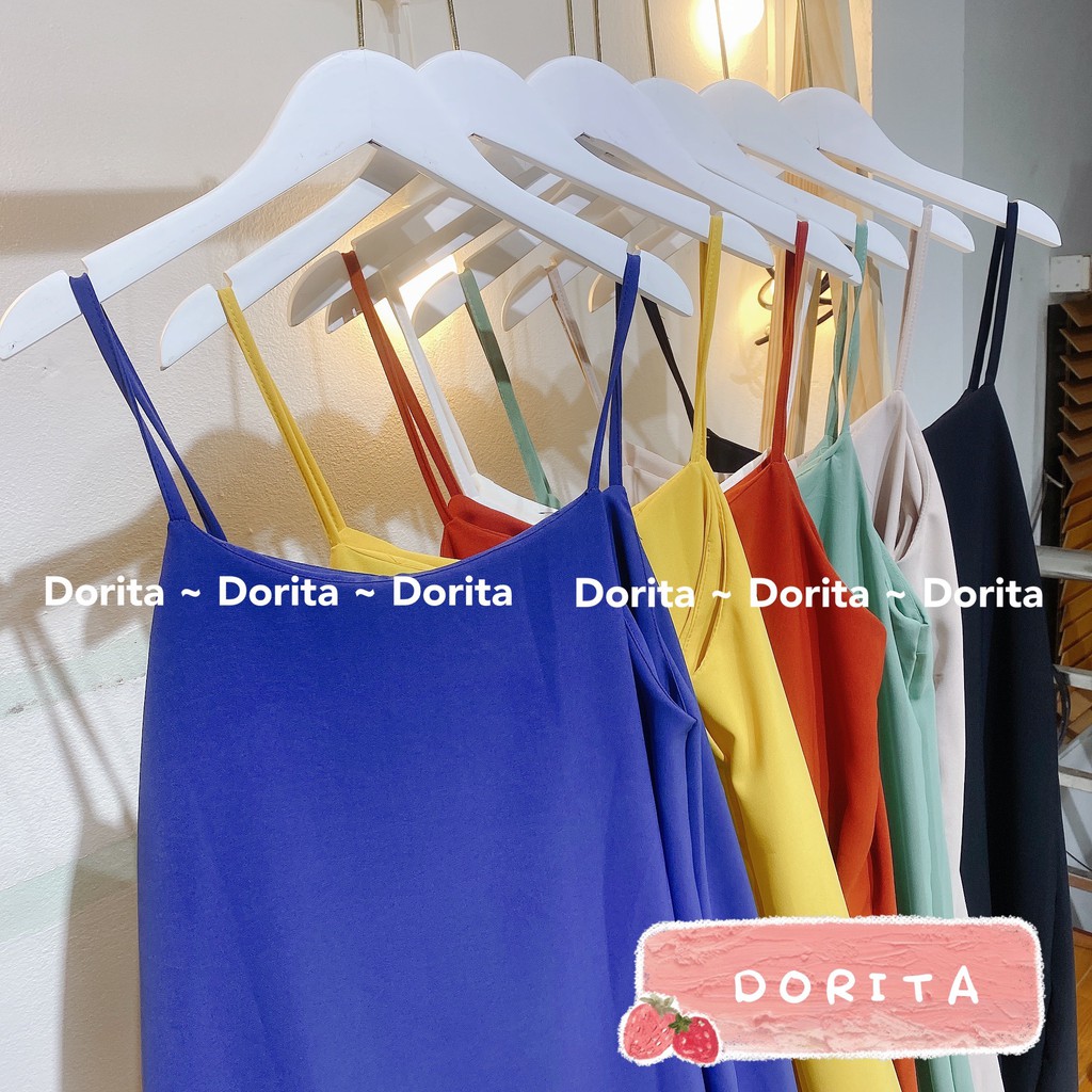 Váy 2 dây, đầm hai dây ulzzang, dáng dài, chất lụa dày dặn đẹp 307 - Dorita Boutique