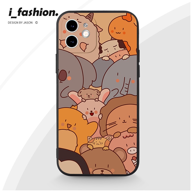 Ốp điện thoại JURSUE hoạt hình dễ thương đẹp ngộ nghĩnh mềm Compatible for iPhone 14 13 12 11 Pro Max SE 2020 X XR XS ip 8 7 6 6S Plus kute XYA1120