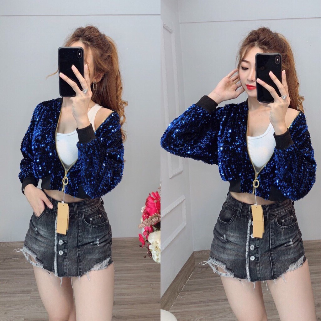 Áo Khoác Nữ Lửng Kim Sa Thời Trang Cao Cấp