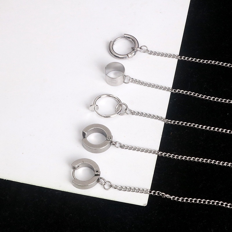 Khuyên kẹp vành tai dạng dây xích dài bằng thép titan chống thất lạc tai nghe