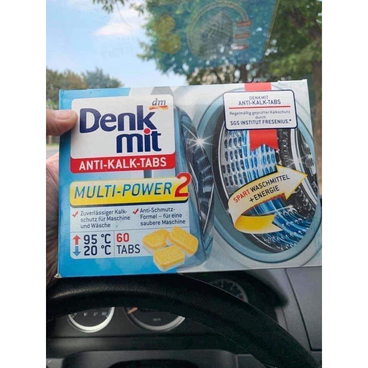 Viên tẩy lồng giặt/Viên vệ sinh máy giặt, tẩy vôi hóa DENKMIT Đức