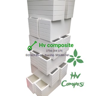 chậu trồng cây - nhựa composite ngoài trời mẫu kẻ ngang