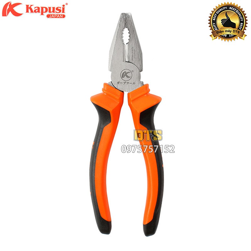 Kìm điện công nghiệp kiểu Nhật Kapusi JAPAN 7 inch, hợp kim thép Niken cao cấp, thiết kế tiên tiến tiết kiệm 30% lực bấm