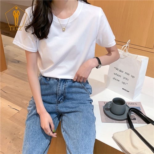 Áo Thun Phông Nữ TRAZ Basic Màu Trắng, Đen, Be, Co Giãn 4 Chiều 265g Dày Form(Phom) Rộng, Suông