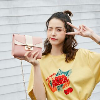(HÀNG HOT) Túi Đeo Chéo Nữ Phối Màu Chất Da Cực Chất TCV56 ^