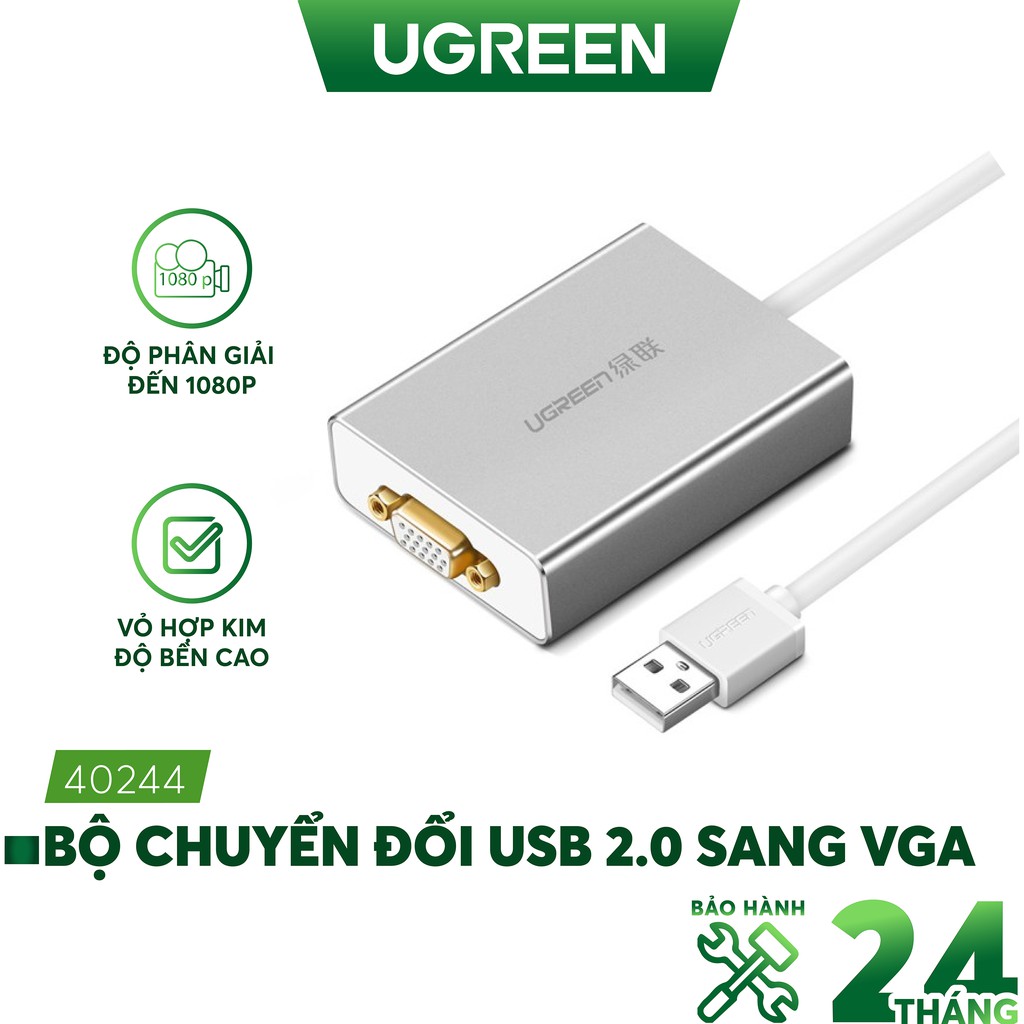 Bộ chuyển đổi USB 2.0 sang VGA vỏ hợp kim UGREEN 40244 | BigBuy360 - bigbuy360.vn
