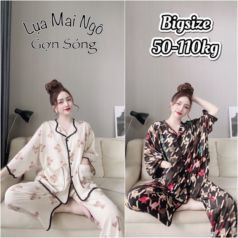 (50-110kg) Bộ Ngủ Bigsize Lụa Cao Cấp - Siêu Cute