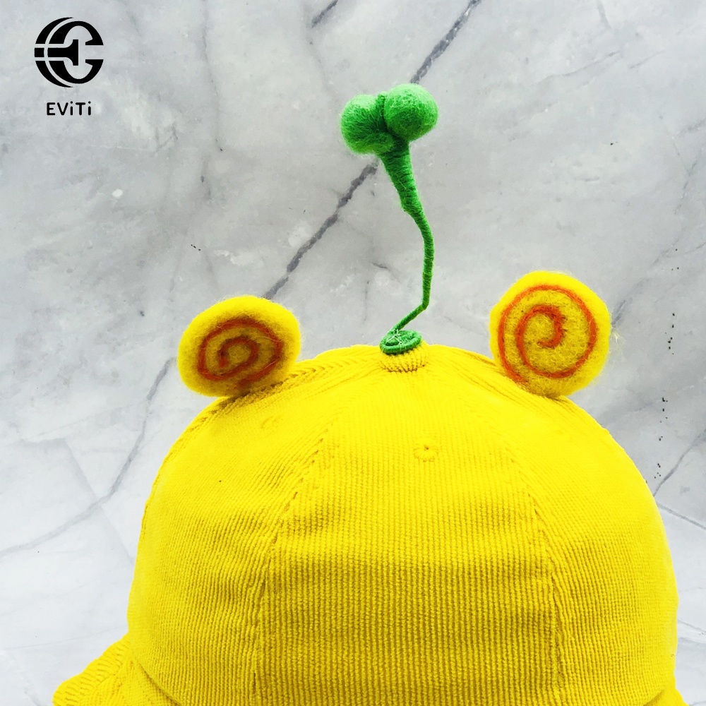 Mũ vành - Nón Bucket  mầm cây tai xoáy.Mũ kaki nhung siêu cute dành cho bé